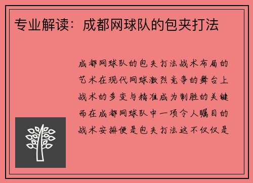 专业解读：成都网球队的包夹打法